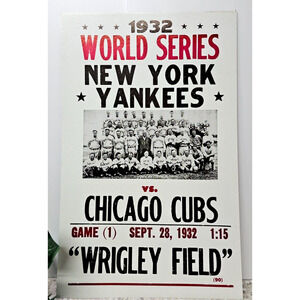 Vintage Poster - Baseball - 1932 World Series - Yankees Vs Cubs -Wrigley Field